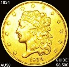 1834 $5 Gold Half Eagle CHOICE AU