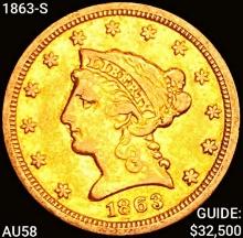 1863-S $2.50 Gold Quarter Eagle CHOICE AU