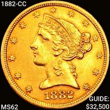 1882-CC $5 Gold Half Eagle CHOICE BU