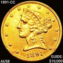1891-CC $5 Gold Half Eagle CHOICE BU