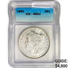 1893 Morgan Silver Dollar ICG MS62