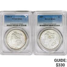 1881&1897 [2] Morgan Silver Dollar PCGS MS62