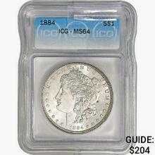 1884 Morgan Silver Dollar ICG MS64