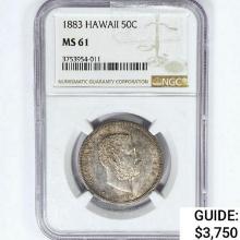 1883 Kingdom of Hawaii Half Dollar NGC MS61