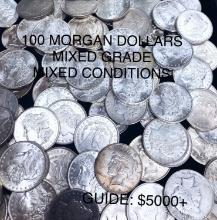 (100) Silver Morgan Dollars -Mixed Dates/Condition