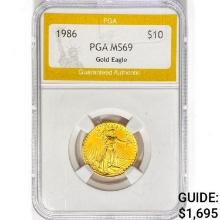 1986 $10 1/4oz. American Gold Eagle PGA MS69