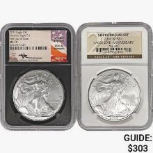 2006 & 2021 Silver Eagle NGC MS69/70 Type 1
