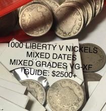 1000 Liberty Victory Nickels-Mixed Dates/Condition