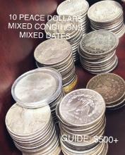(10) Silver Peace Dollars - Mixed Dates/Conditions