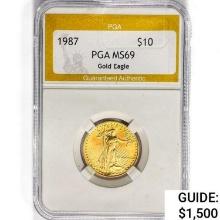 1987 $10 1/4oz. American Gold Eagle PGA MS69