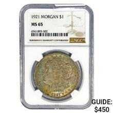 1921 Morgan Silver Dollar NGC MS65