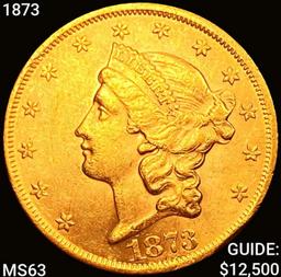 1873 $20 Gold Double Eagle CHOICE BU