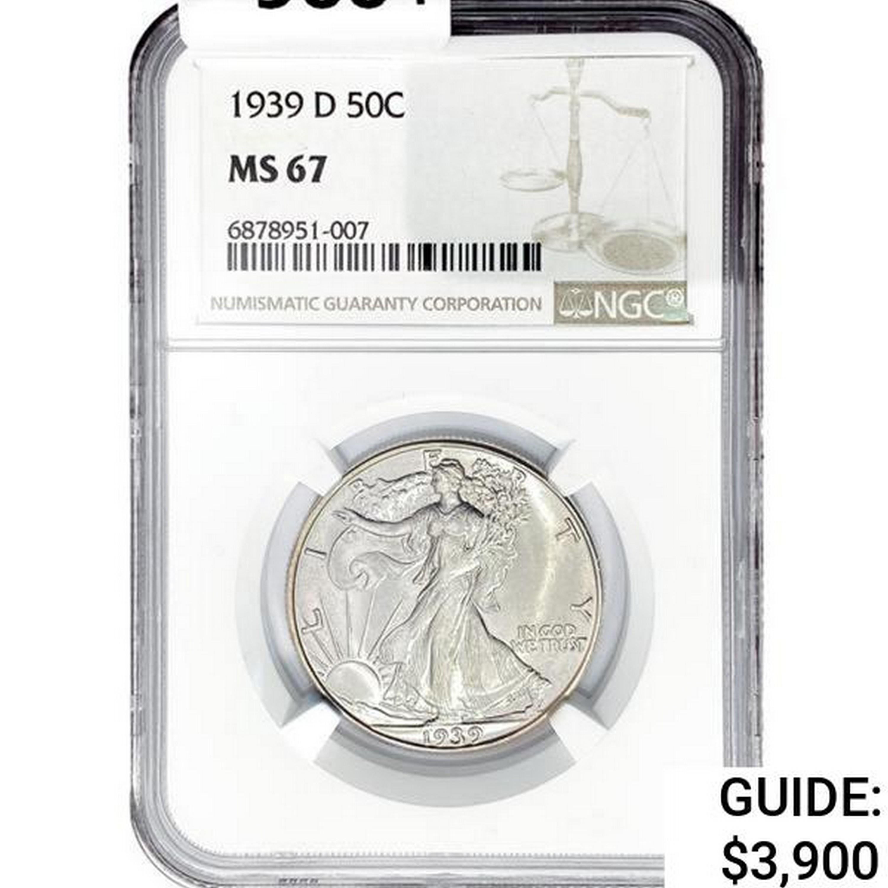 1939-D Walking Liberty Half Dollar NGC MS67