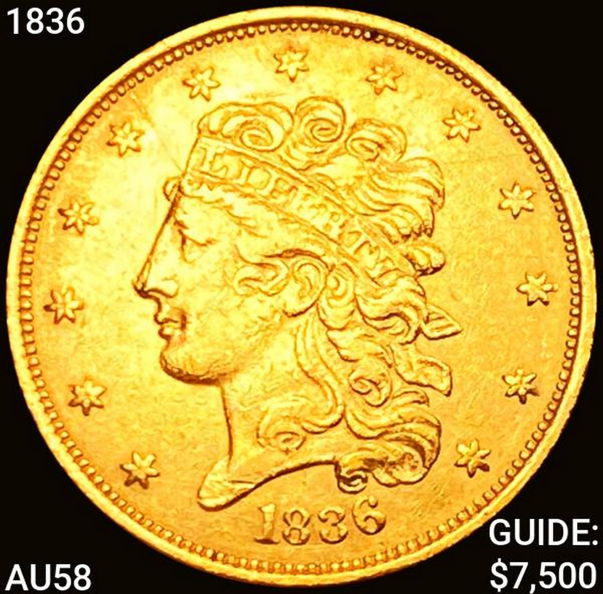 1836 $5 Gold Half Eagle CHOICE AU