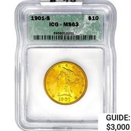 1901-S $10 Gold Eagle ICG MS63