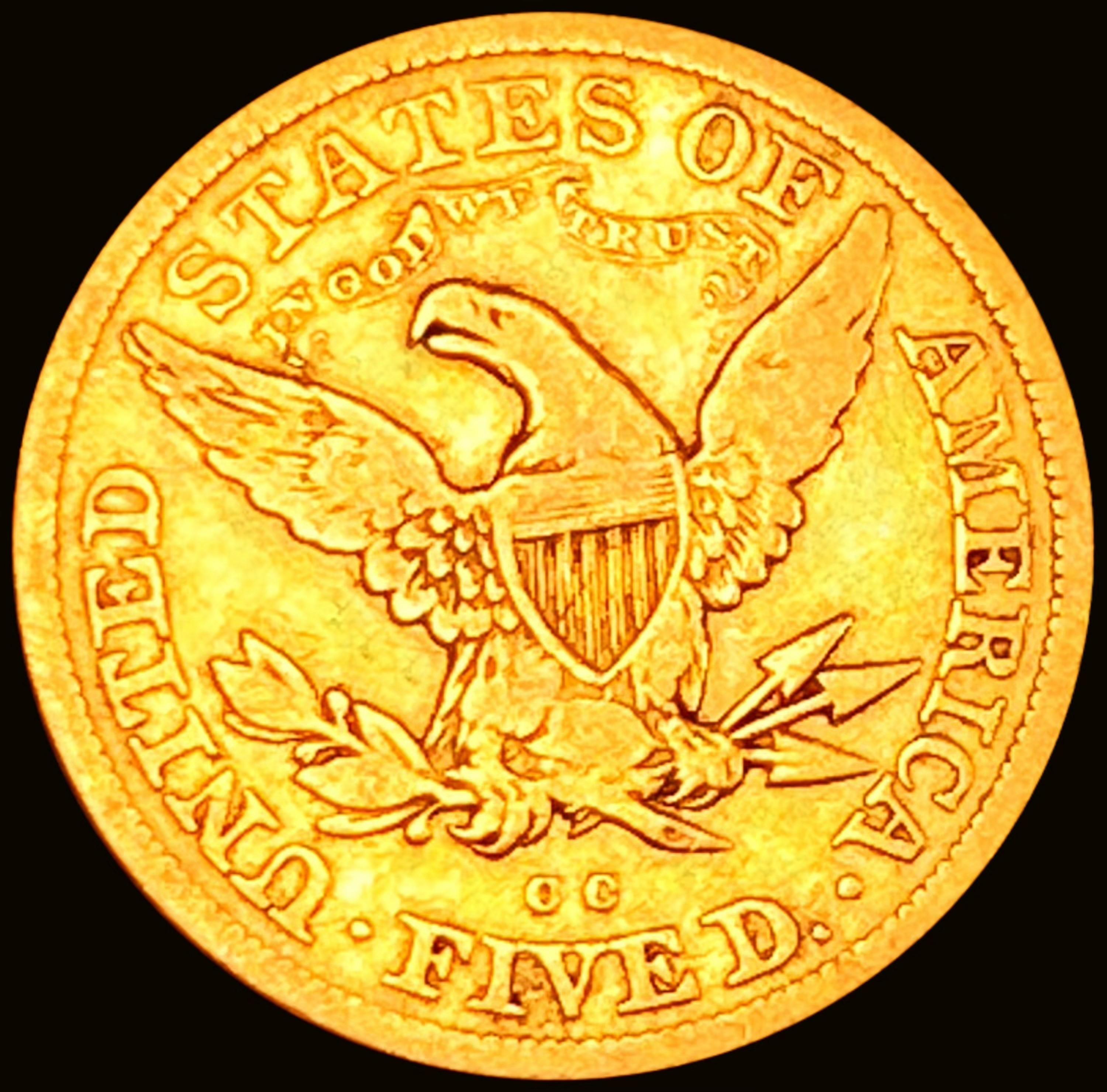 1880-CC $5 Gold Half Eagle CLOSELY UNCIRCULATED