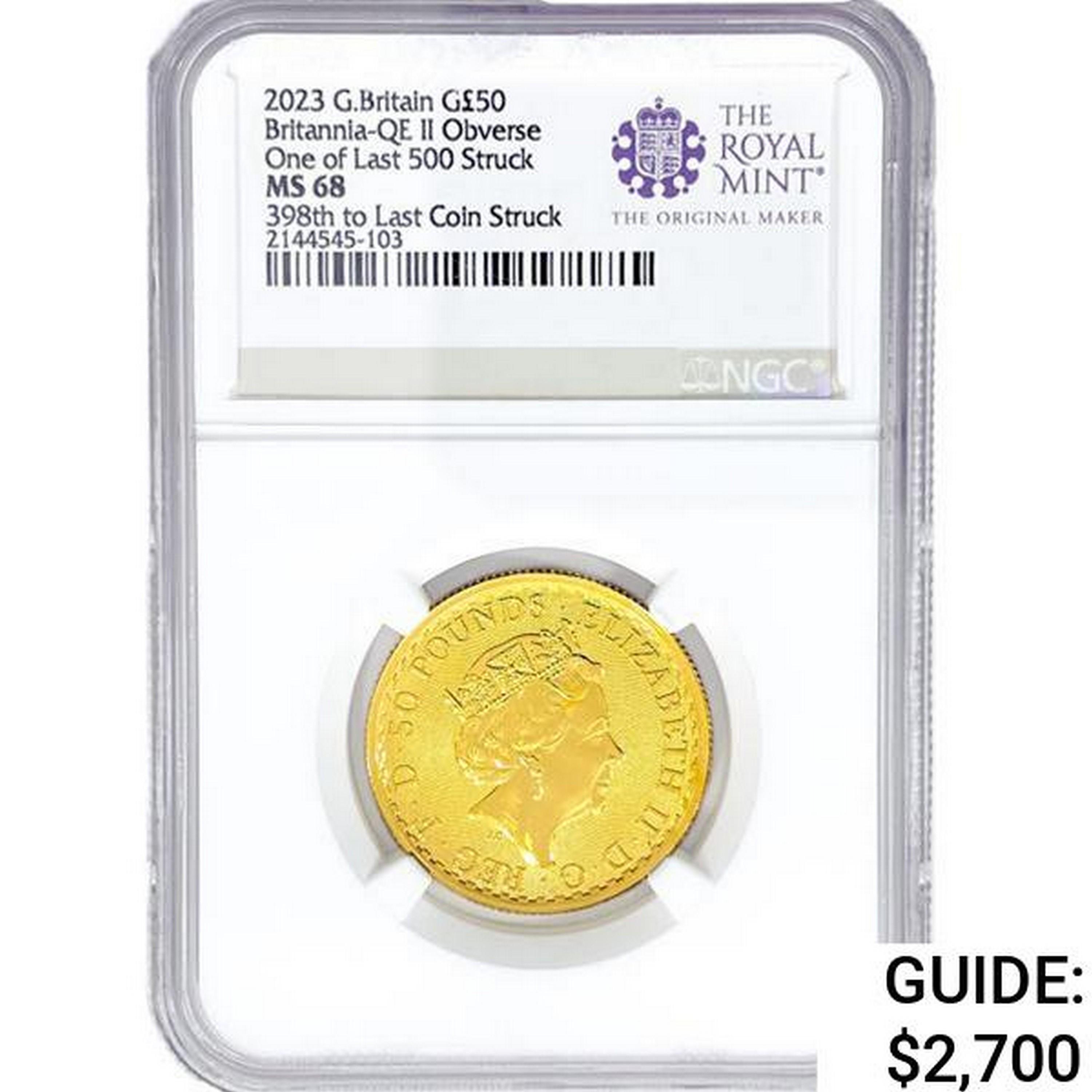 2023 G.B Â£50 1/2oz. Gold NGC MS68 QEII OBV 398th