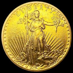 1908 $20 Gold Double Eagle CLOSELY UNCIRCULATED