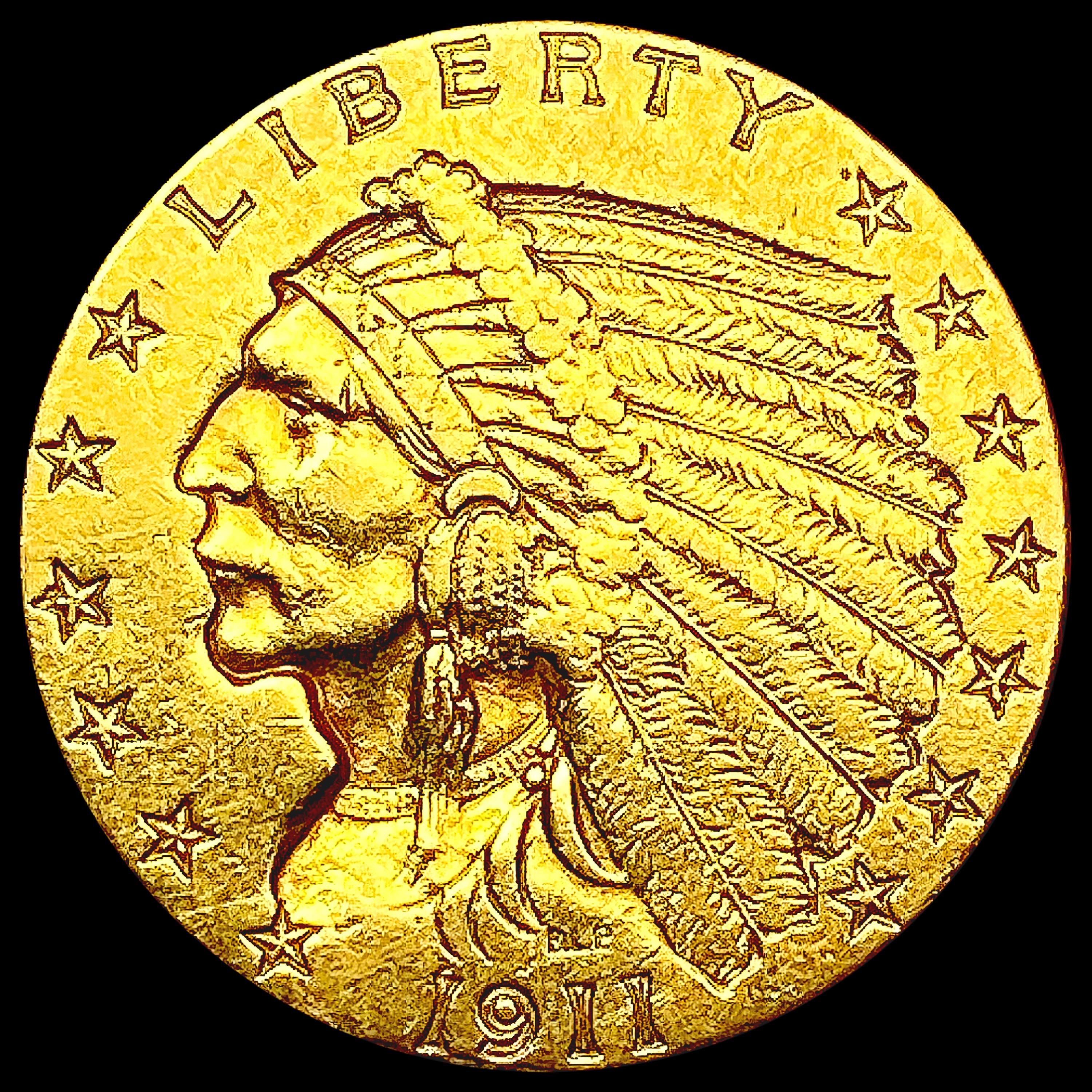 1911 $2.50 Gold Quarter Eagle CLOSELY UNCIRCULATED