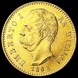 1882 Italy .1867oz Gold 20 Lire CLOSELY UNCIRCULAT