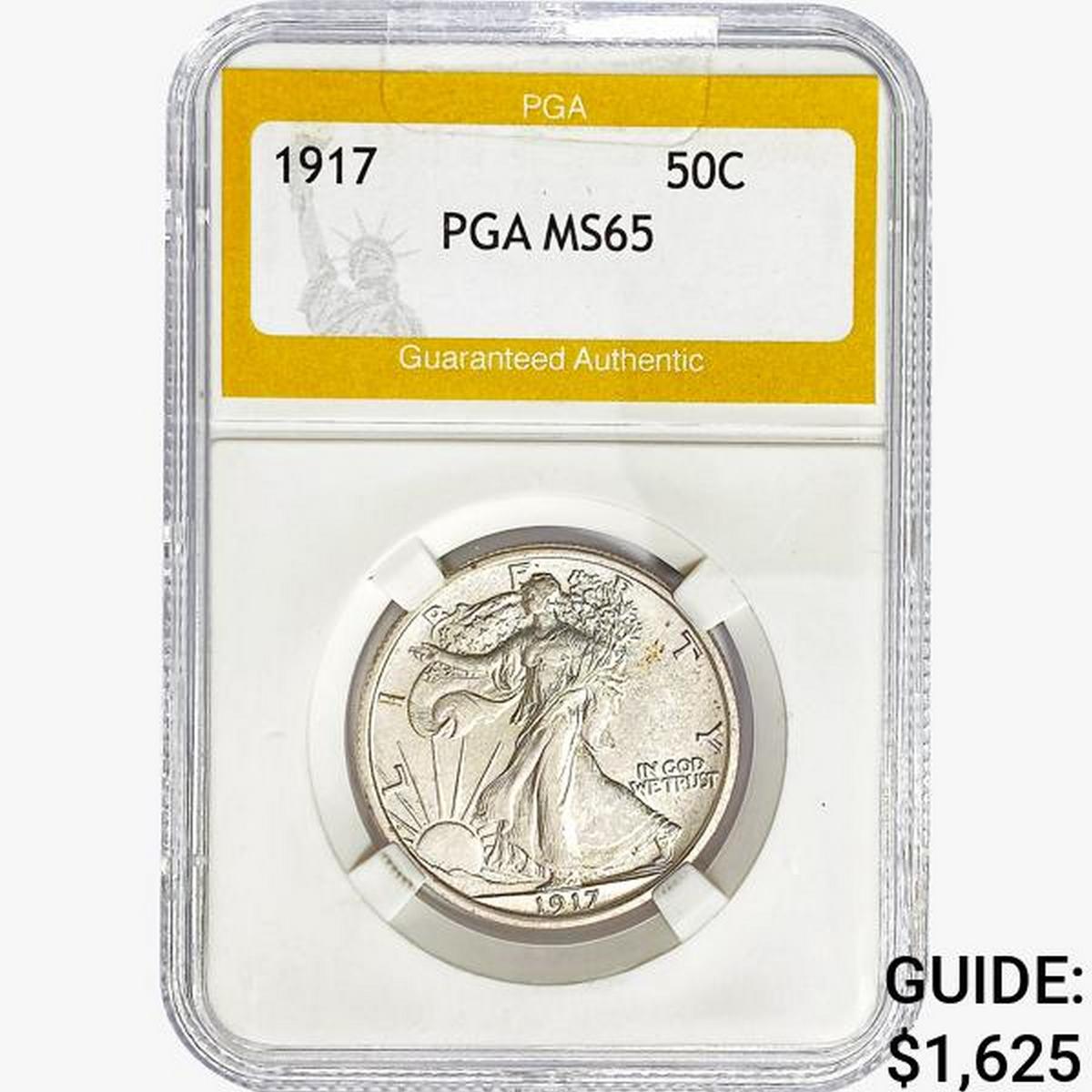 1917 Walking Liberty Half Dollar PGA MS65