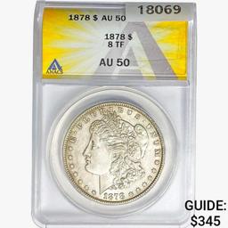 1878 8TF Morgan Silver Dollar ANACS AU50