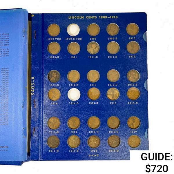 1909 - 1940 Lincoln Head Cent Book (87 Coins)