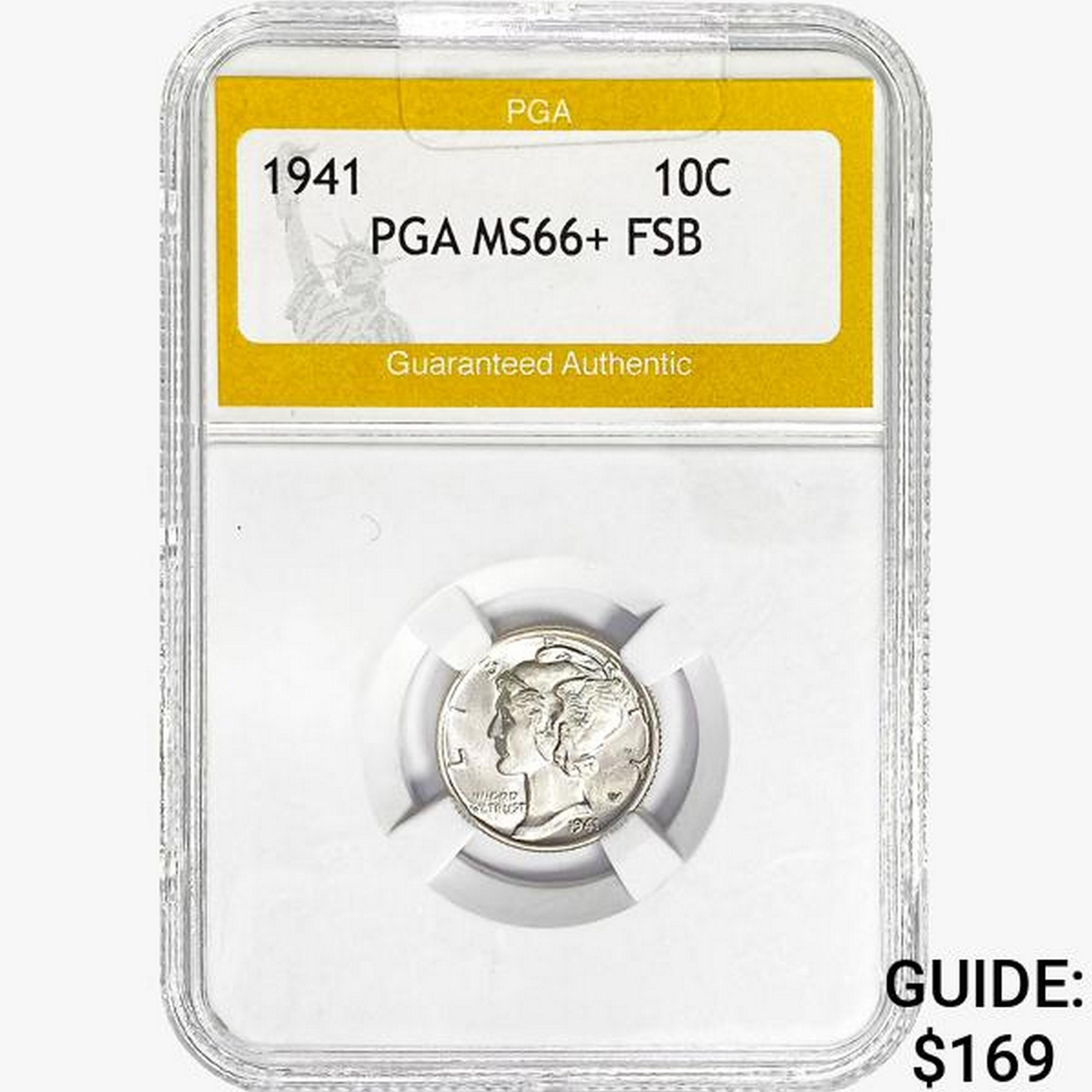 1941 Mercury Silver Dime PGA MS66+ FSB
