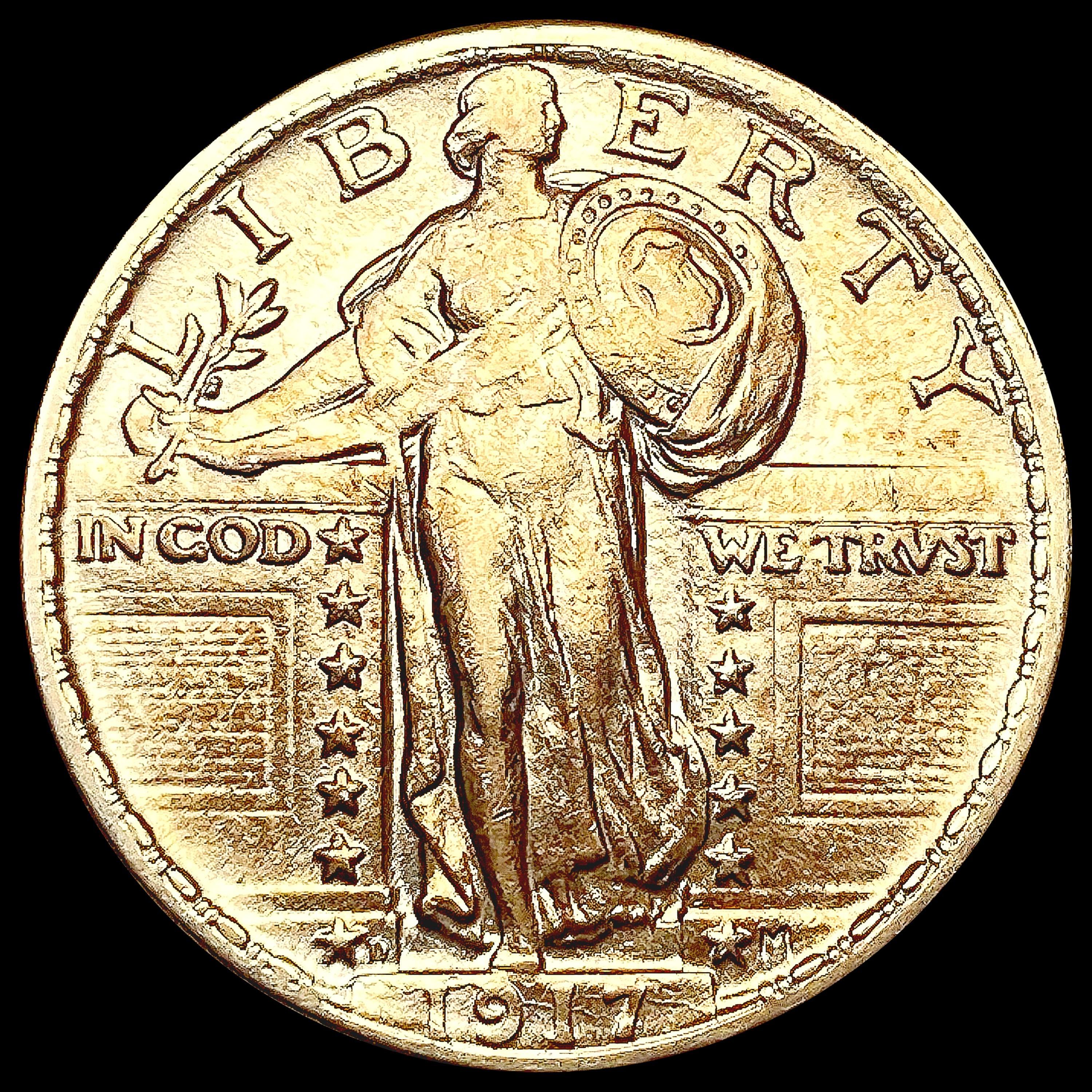 1917-D T2 Standing Liberty Quarter CHOICE AU