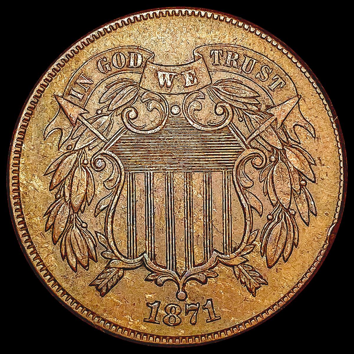 1871 Two Cent Piece CHOICE AU