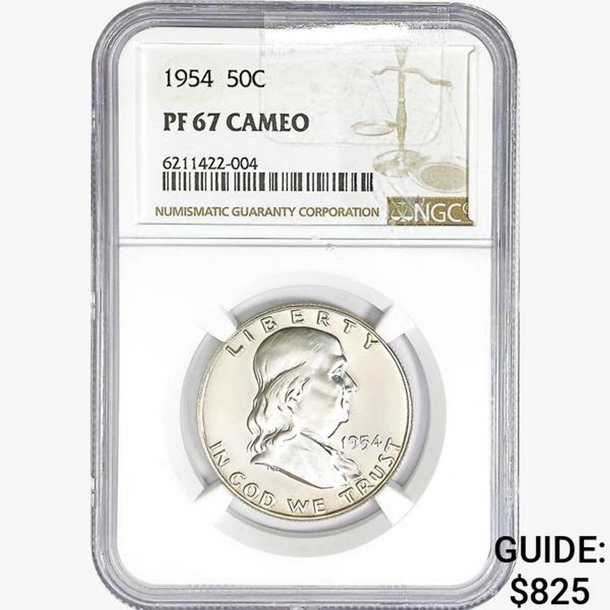 1954 Franklin Half Dollar NGC PF67 Cameo