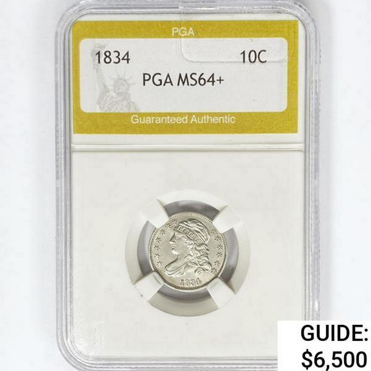 1834 Capped Bust Dime PGA MS64+