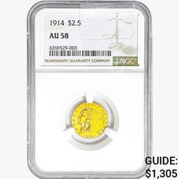 1914 $2.50 Gold Quarter Eagle NGC AU58