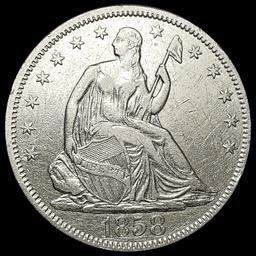 1858 Seated Liberty Half Dollar NEARLY UNCIRCULATE