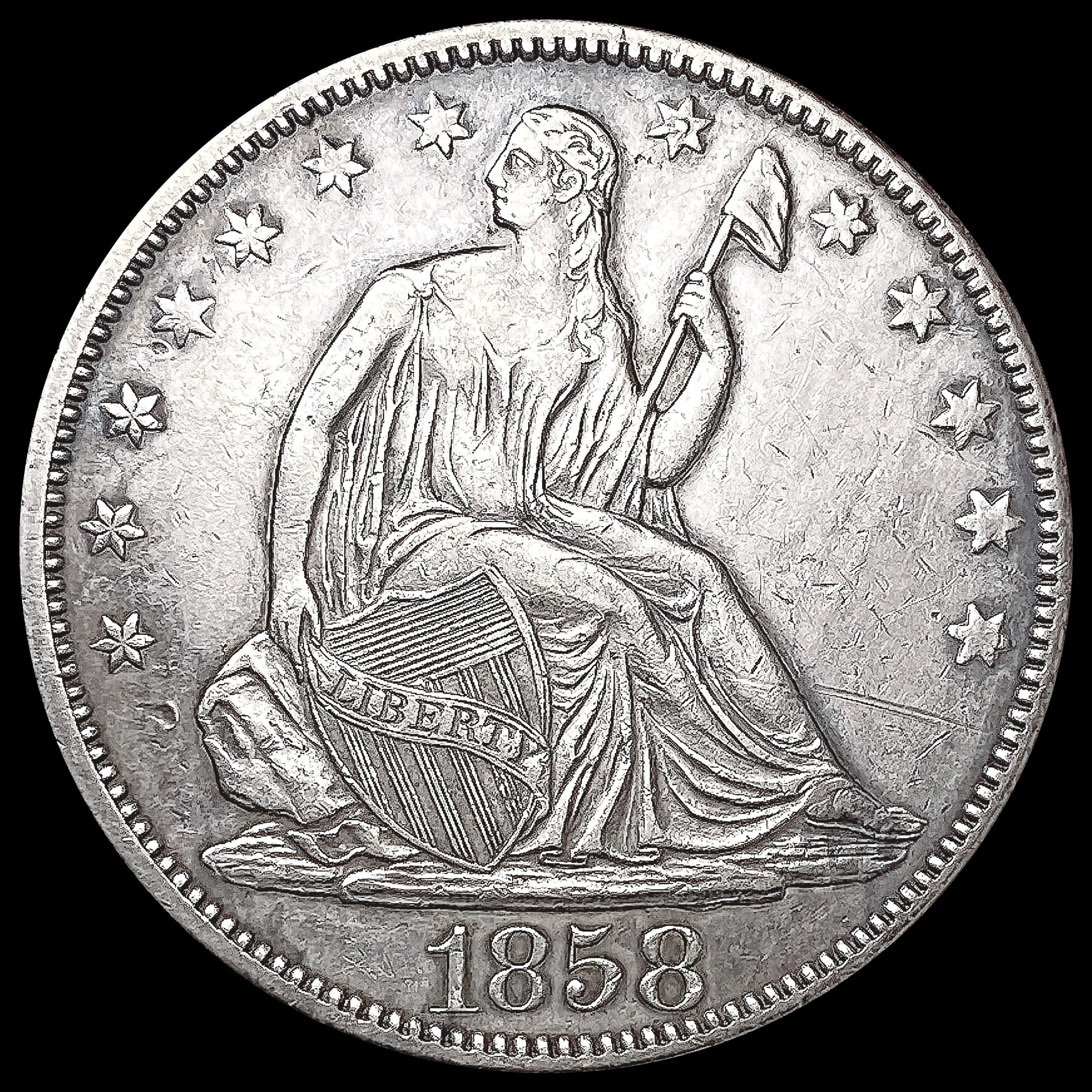 1858 Seated Liberty Half Dollar UNCIRCULATED