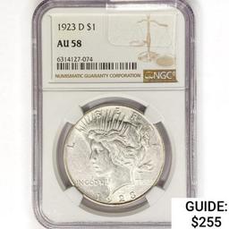 1923-D Silver Peace Dollar NGC AU58