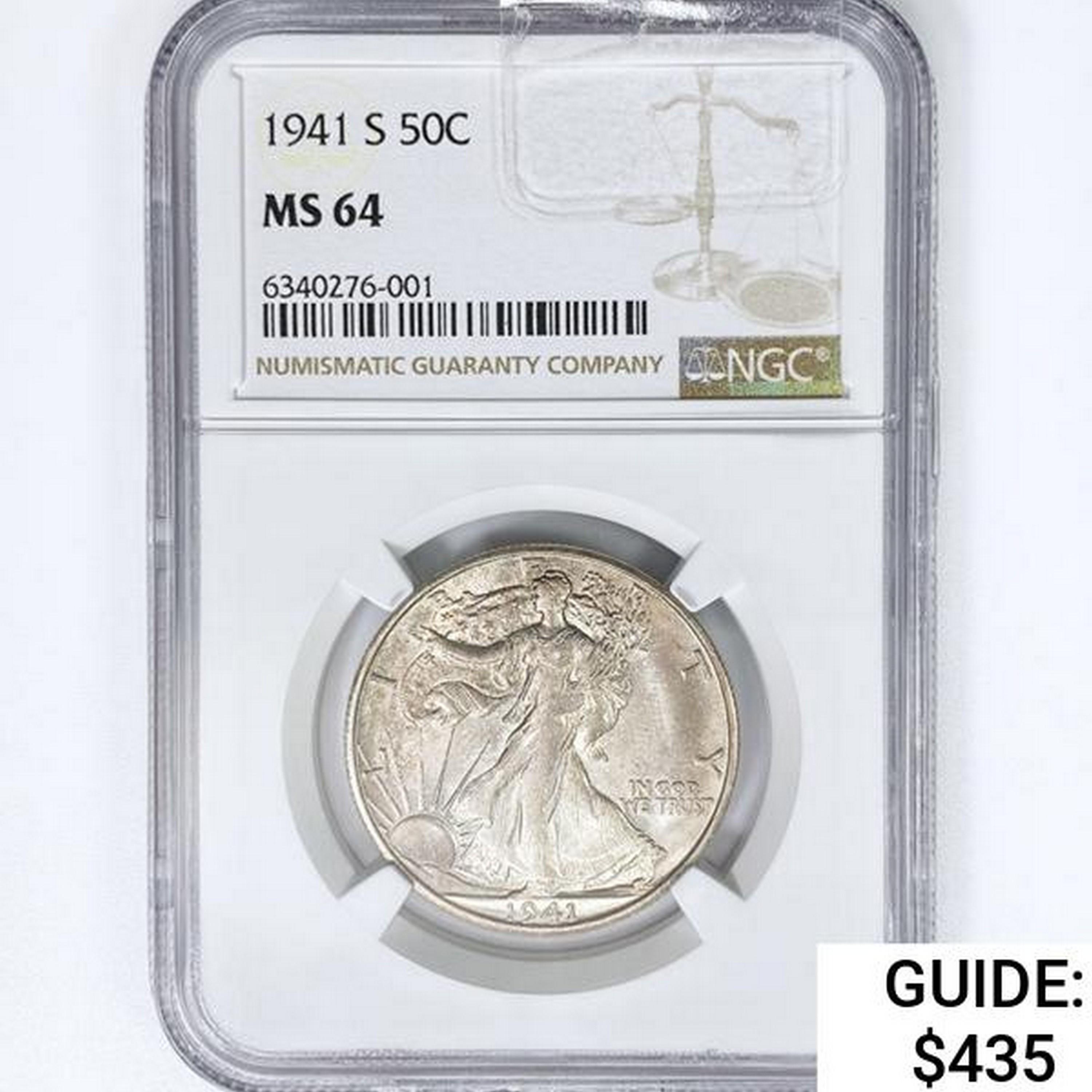 1941-S Walking Liberty Half Dollar NGC MS64