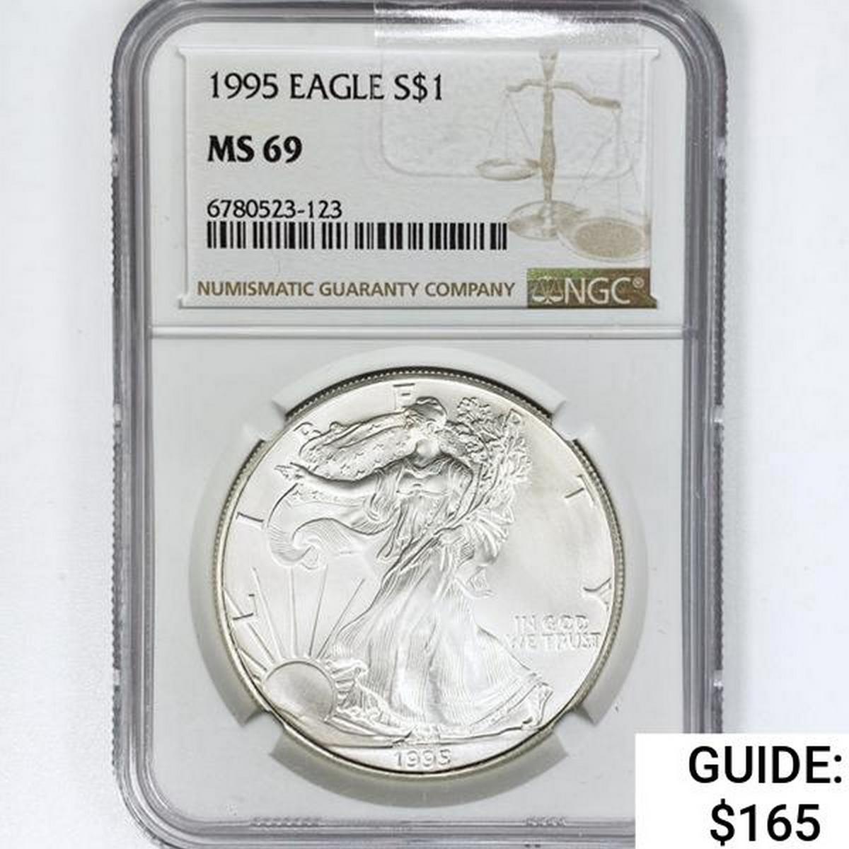 1995 American Silver Eagle NGC MS69