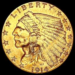 1914-D $2.50 Gold Quarter Eagle NEARLY UNCIRCULATE