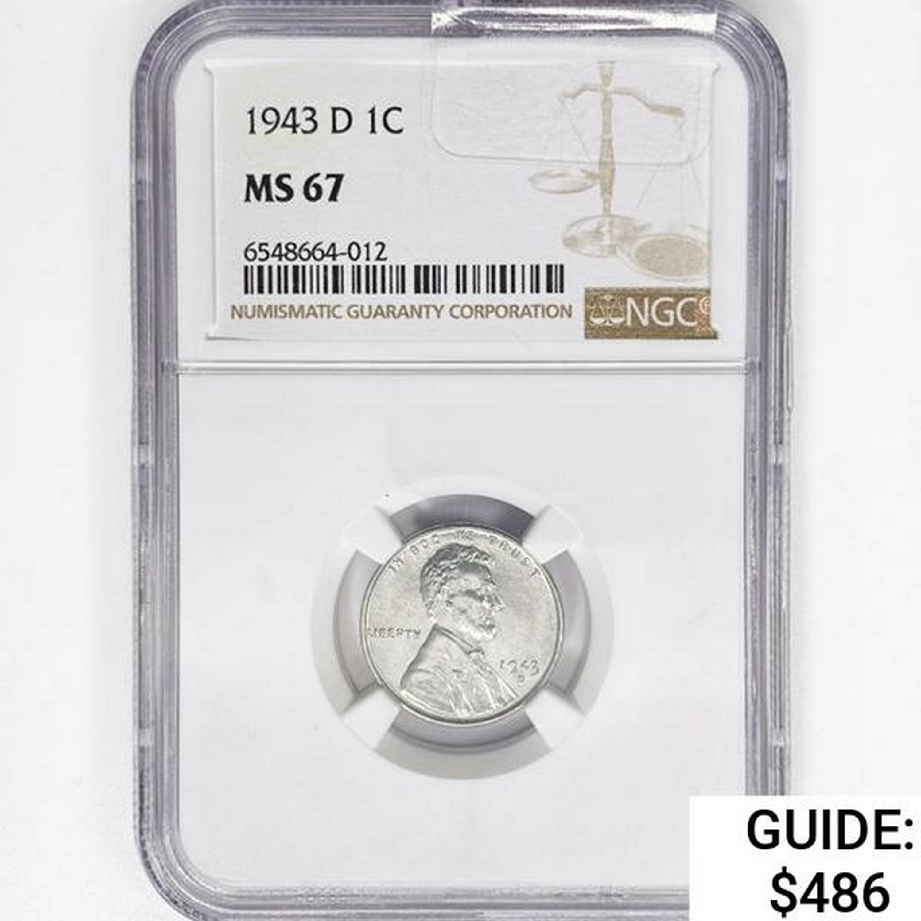 1943-D Wheat Cent NGC MS67