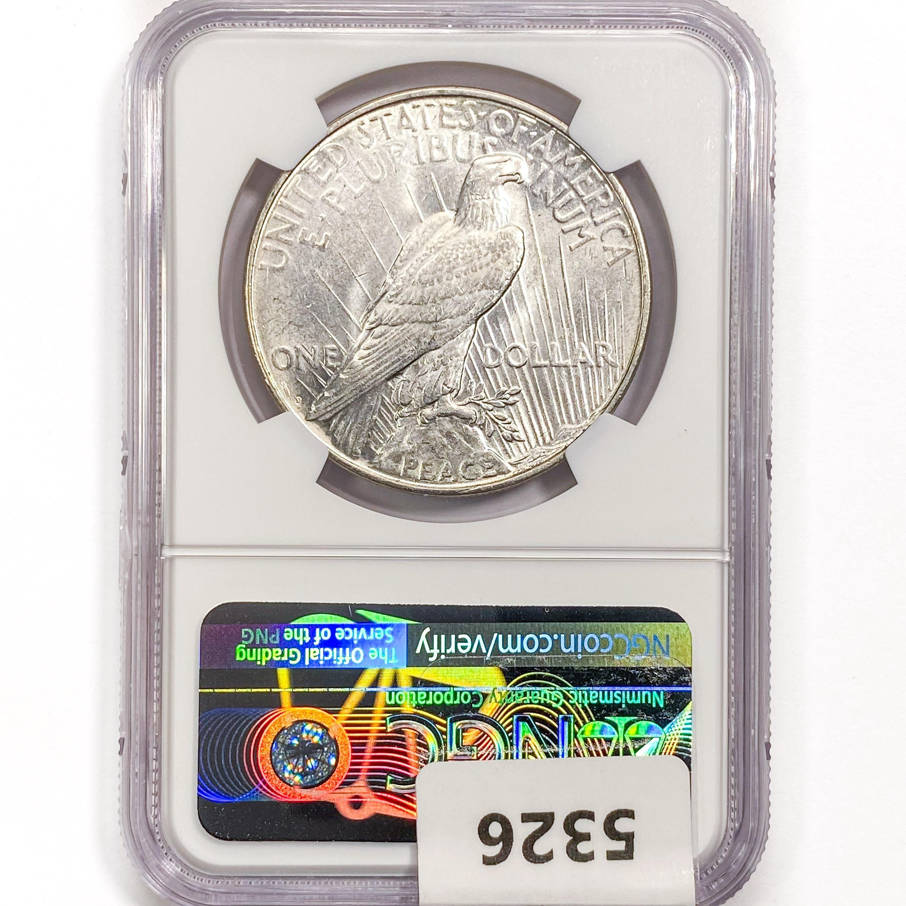 1923-D Silver Peace Dollar NGC AU58