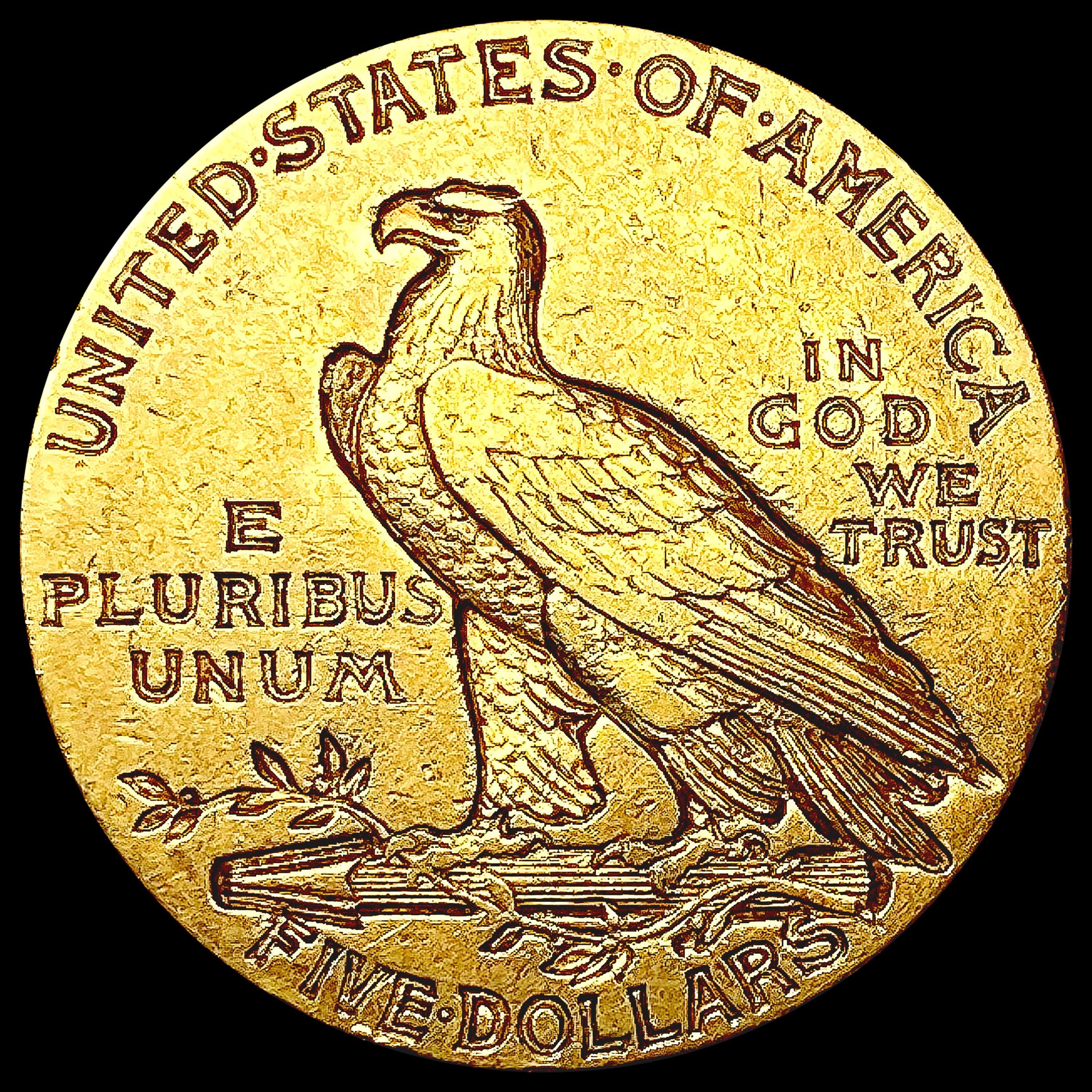 1908 $5 Gold Half Eagle NEARLY UNCIRCULATED