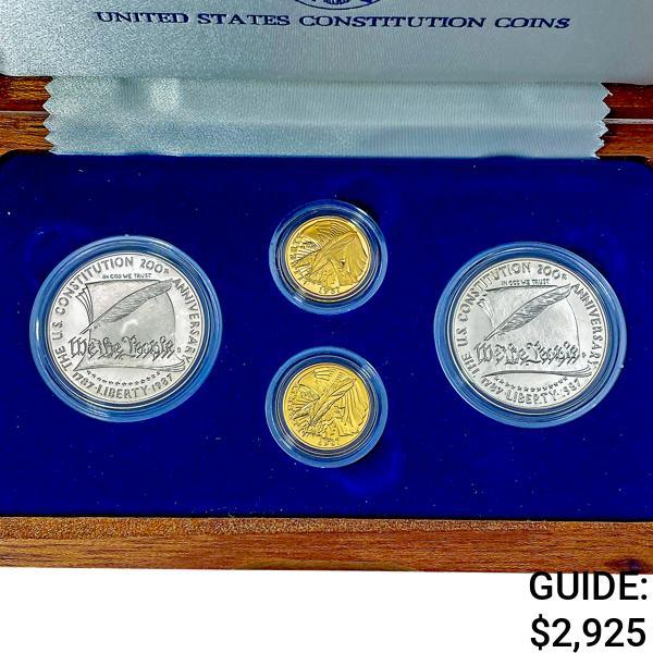 1987 US Constitution 4 Coin Set W/Gold [4 Coins]