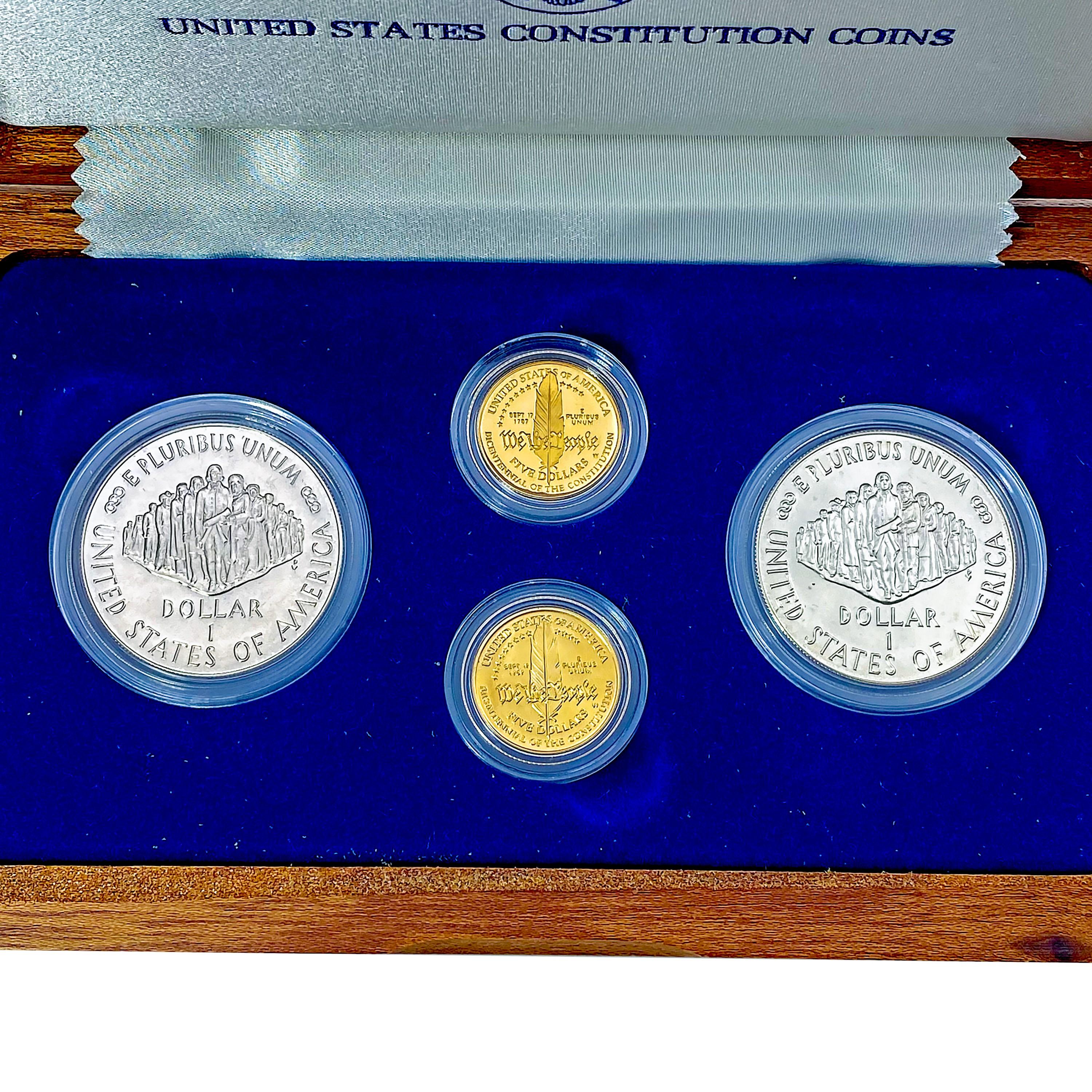 1987 US Constitution 4 Coin Set W/Gold [4 Coins]