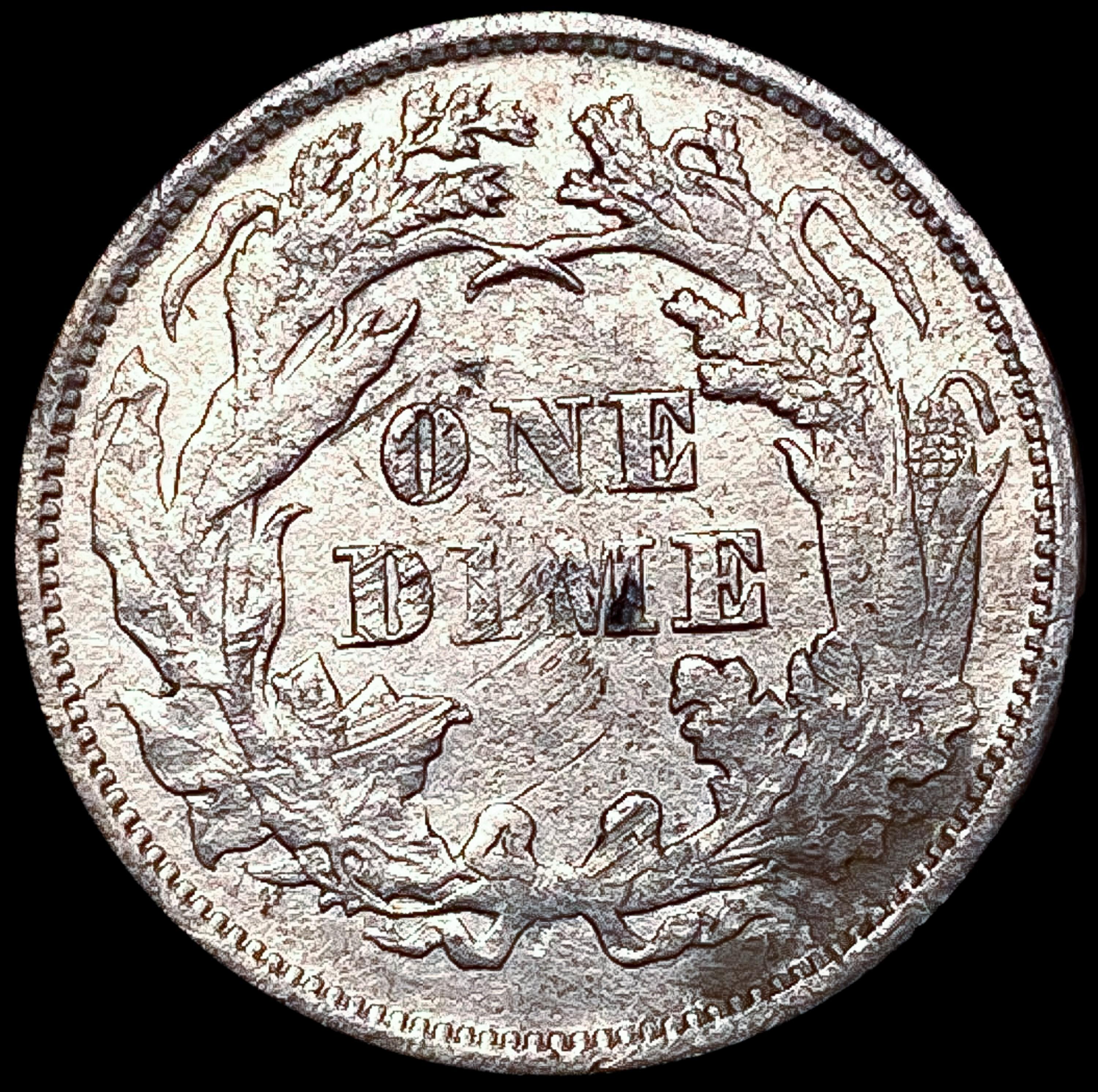 1874 Arws Seated Liberty Dime NEARLY UNCIRCULATED