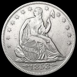 1853 Arws & Rays Seated Liberty Half Dollar CLOSEL