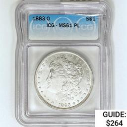 1883-O Morgan Silver Dollar ICG MS61 PL