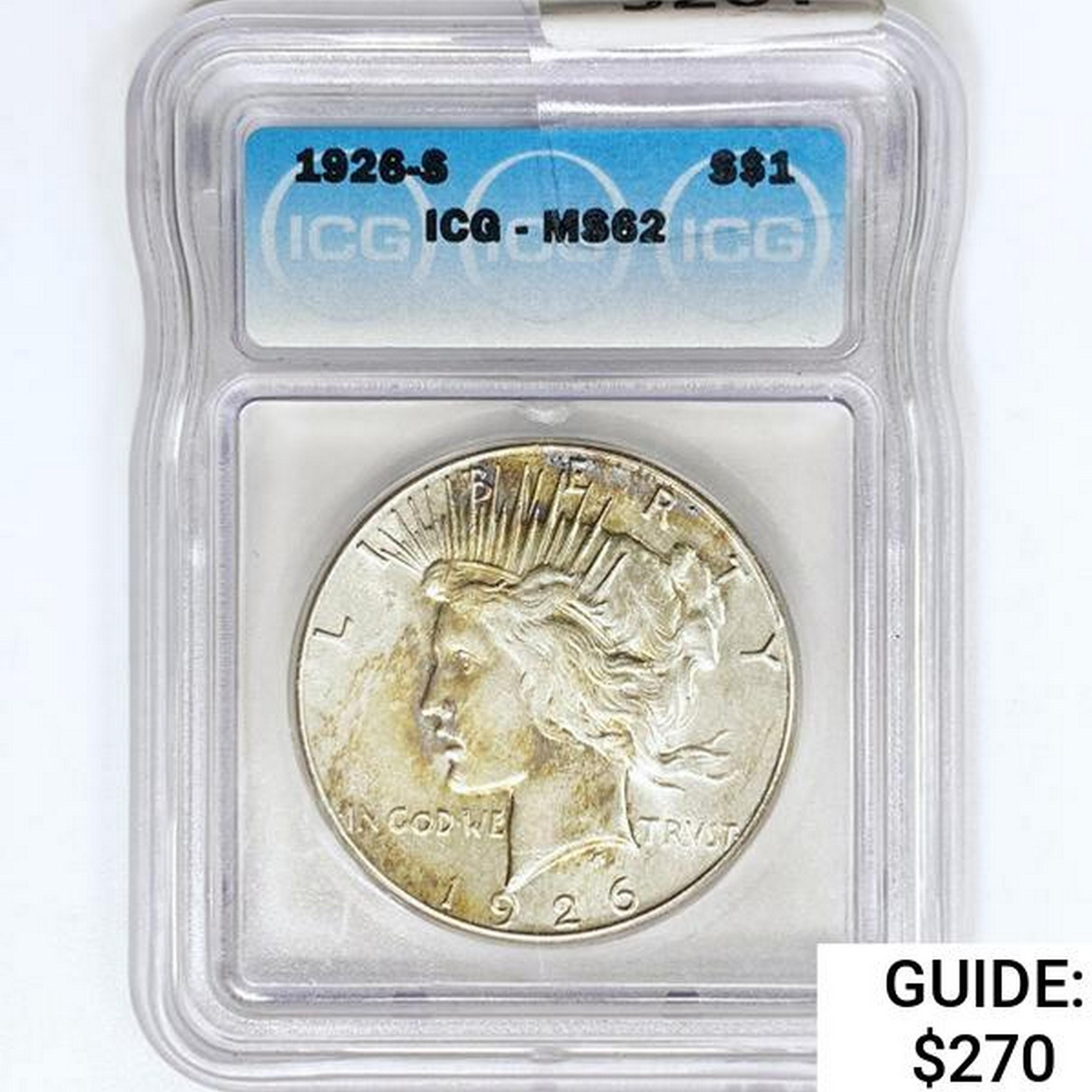 1926-S Silver Peace Dollar ICG MS62