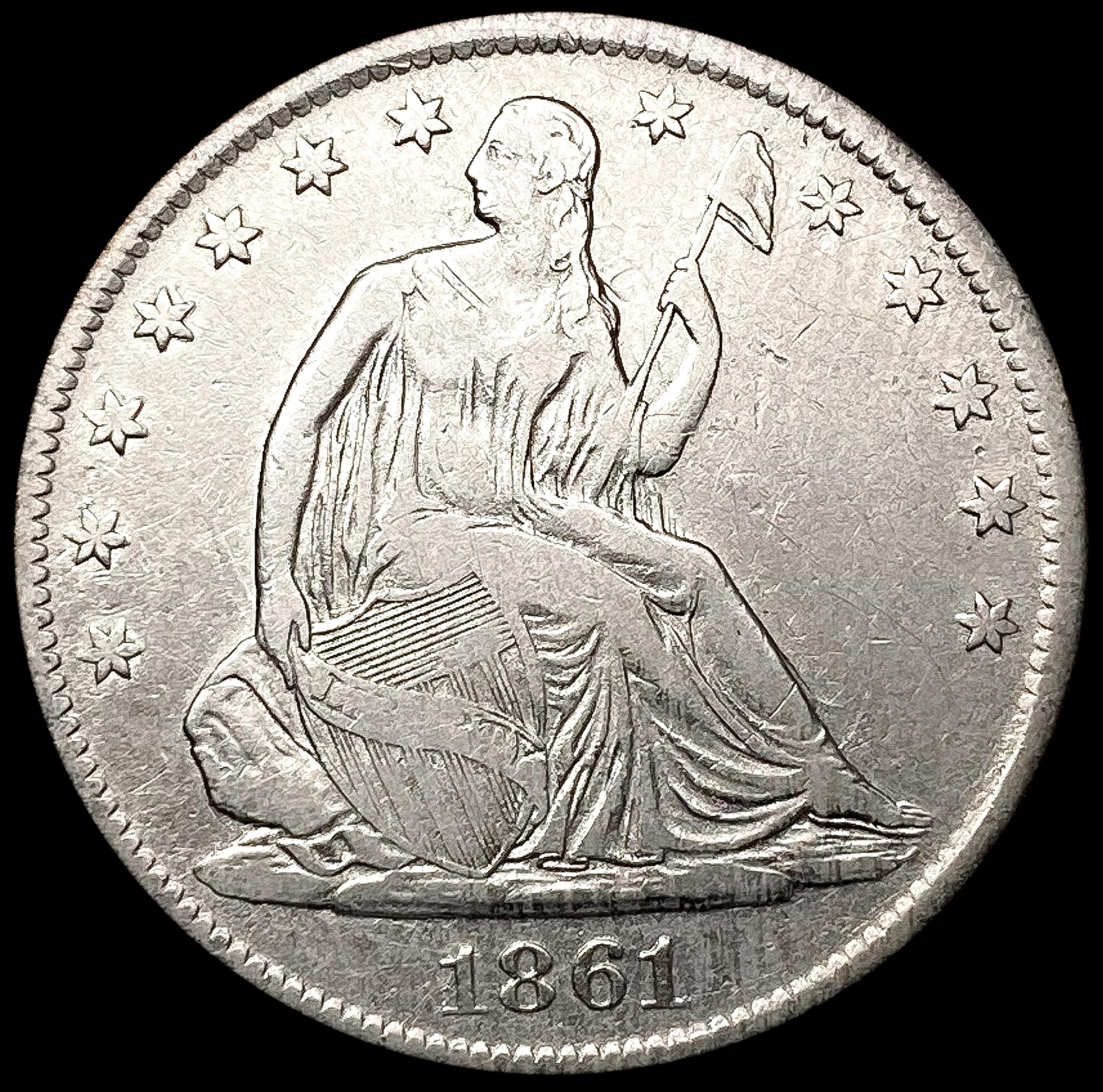 1861-S Seated Liberty Half Dollar LIGHTLY CIRCULAT