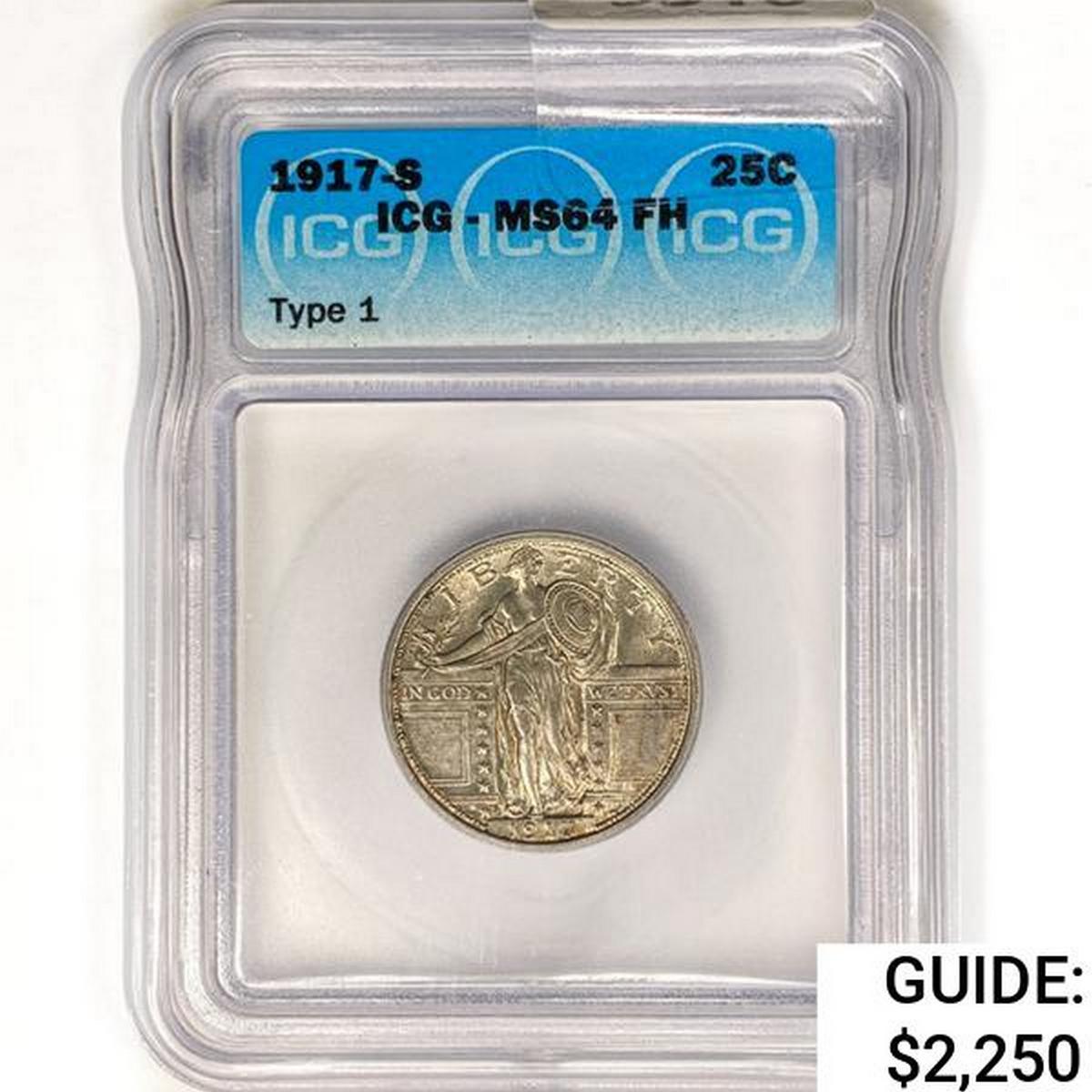 1917-S Standing Liberty Quarter ICG MS64 FH Type 1